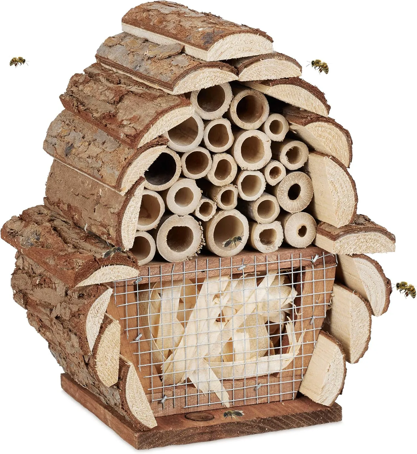 Bild von Relaxdays Insektenhotel für Bienen und Hummeln, Nisthilfe für Garten und Balkon, Maße 20,5x17,5x11 cm