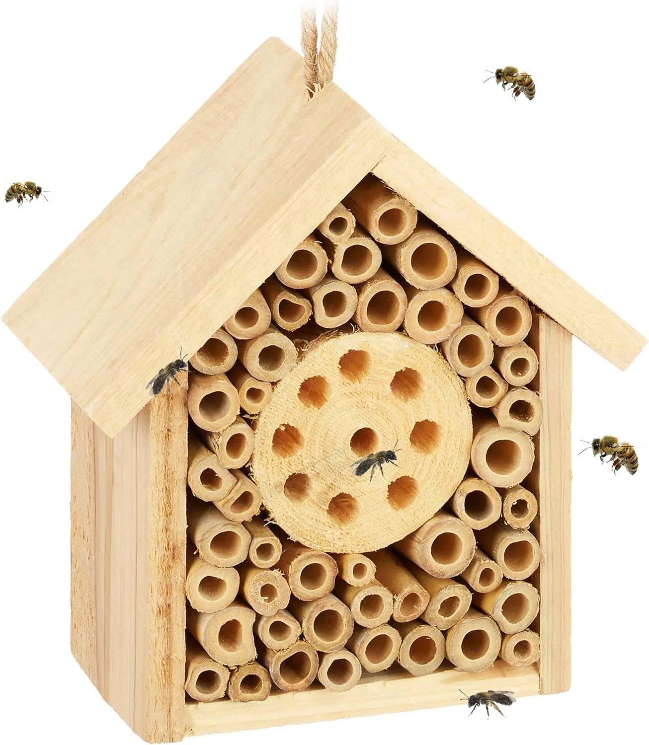 Bild von Relaxdays Insektenhotel für Wildbienen und Wespen, ideal für Garten und Balkon, Maße 15,5 x 14,5 x 8 cm