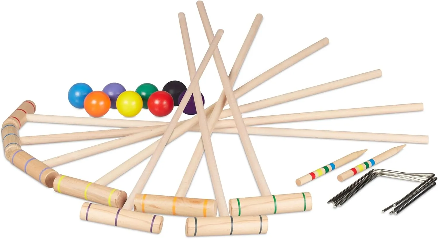 Bild von Relaxdays Krocket Set für 8 Spieler mit Tasche, aus Holz, mehrfarbig, 76 x 13 x 3 cm