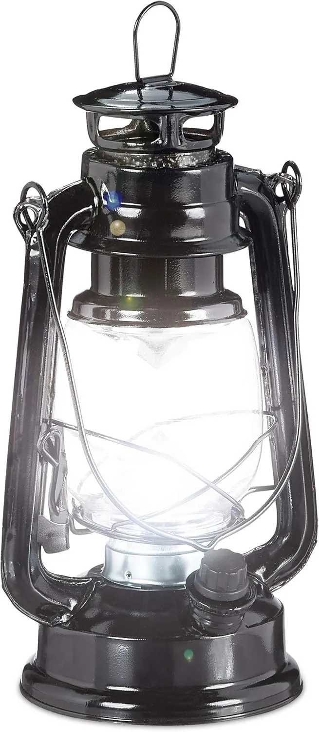 Bild von Relaxdays LED Sturmlaterne in Schwarz, batteriebetrieben, Maße 24 x 15 x 11,5 cm