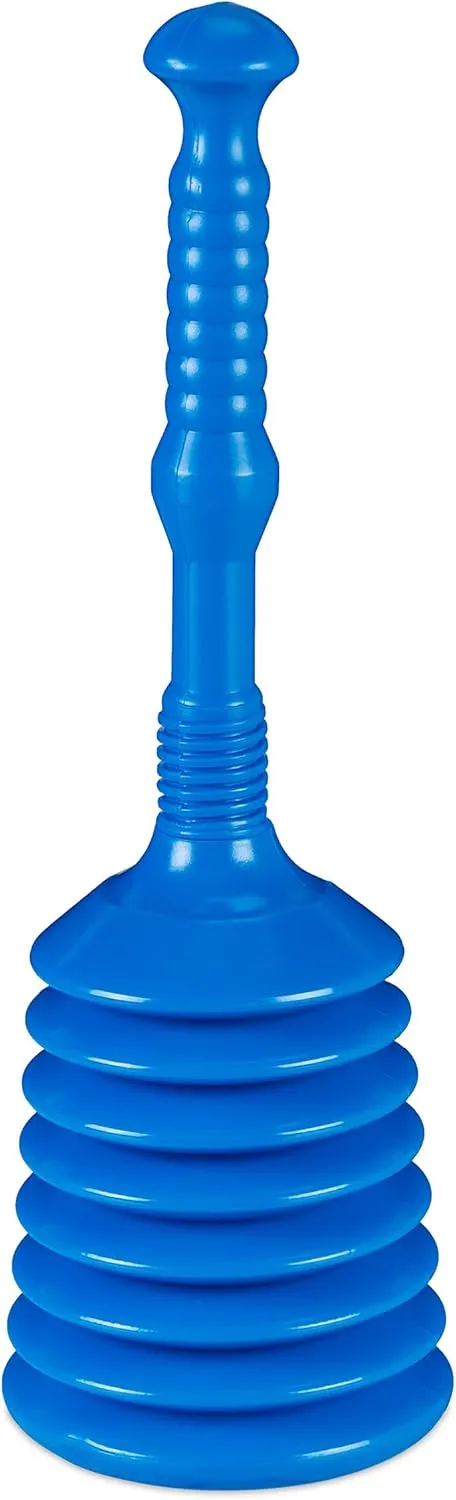 Bild von Relaxdays Pümpel mit Saugglocke in Blau, 49 x 15,5 cm, für WC, Waschbecken und Dusche