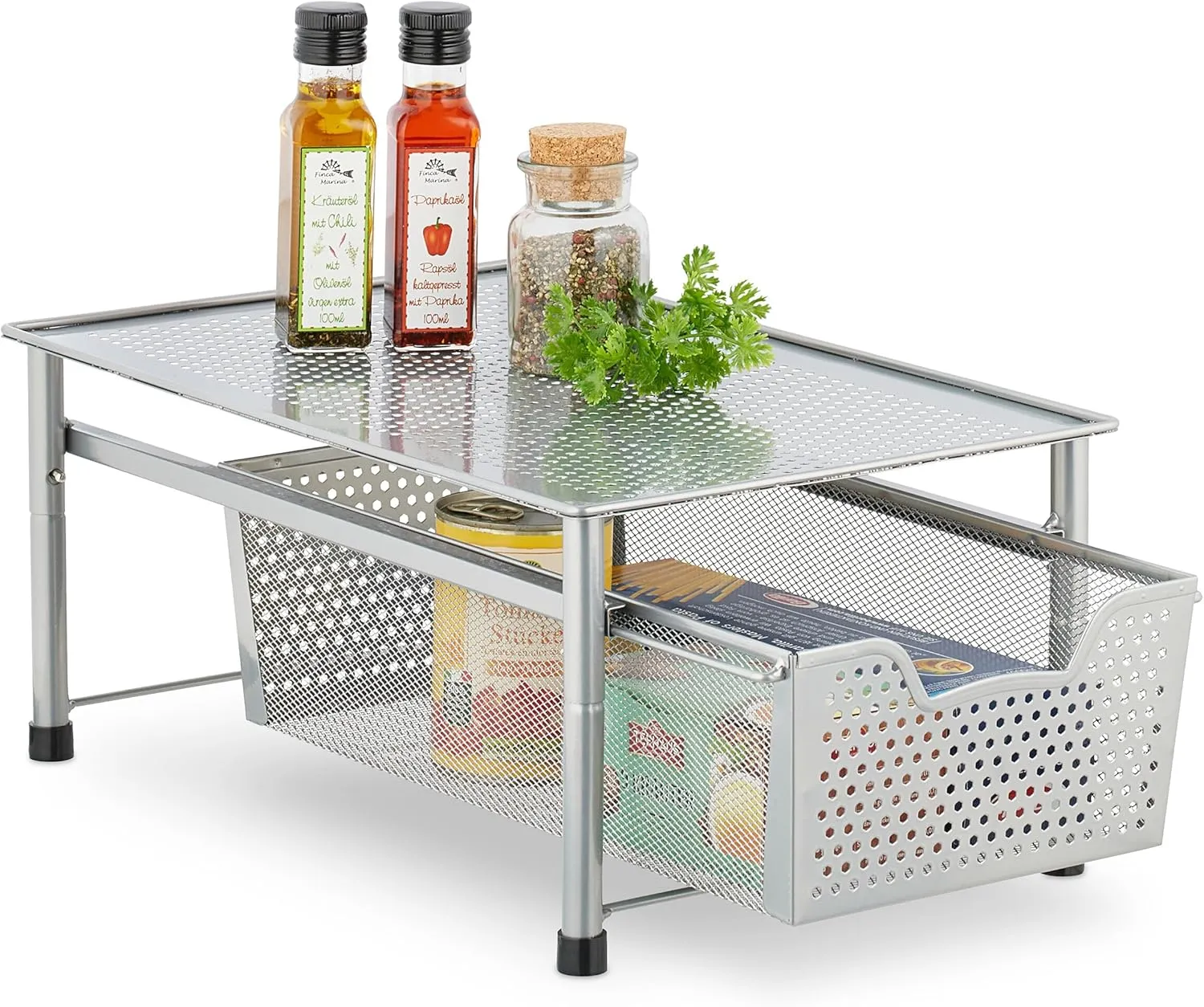 Bild von Relaxdays stapelbares Schubladenregal aus Metall in Silber, Maße 19 x 28 x 42,5 cm