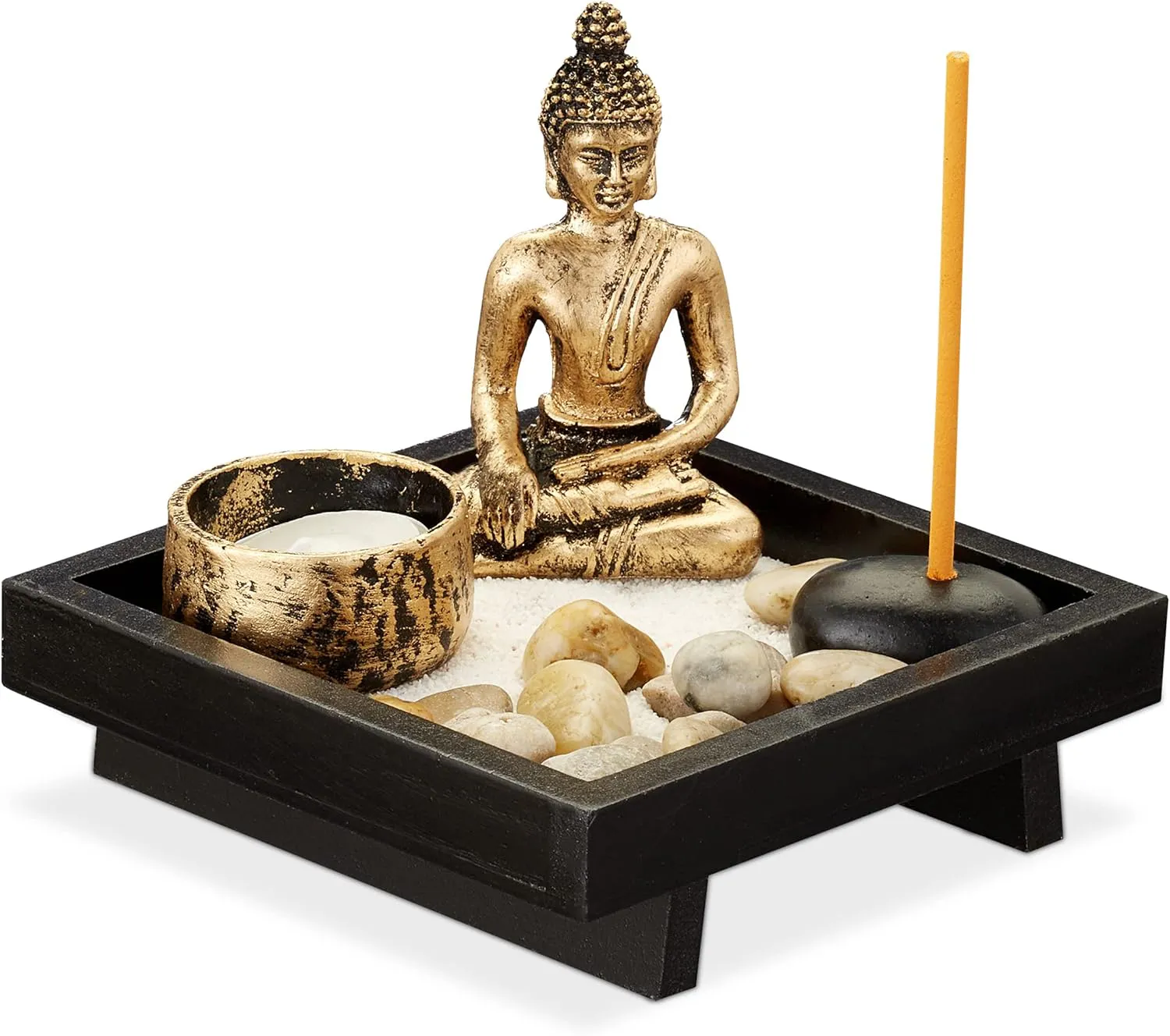 Bild von Relaxdays Zen Garten mit Buddha und Zubehör zur Entspannung
