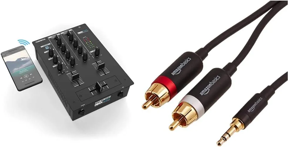 Bild von Reloop RMX-10 BT DJ-Mixer mit Bluetooth und Amazon Basics Cinch-Audiokabel 2,44 m