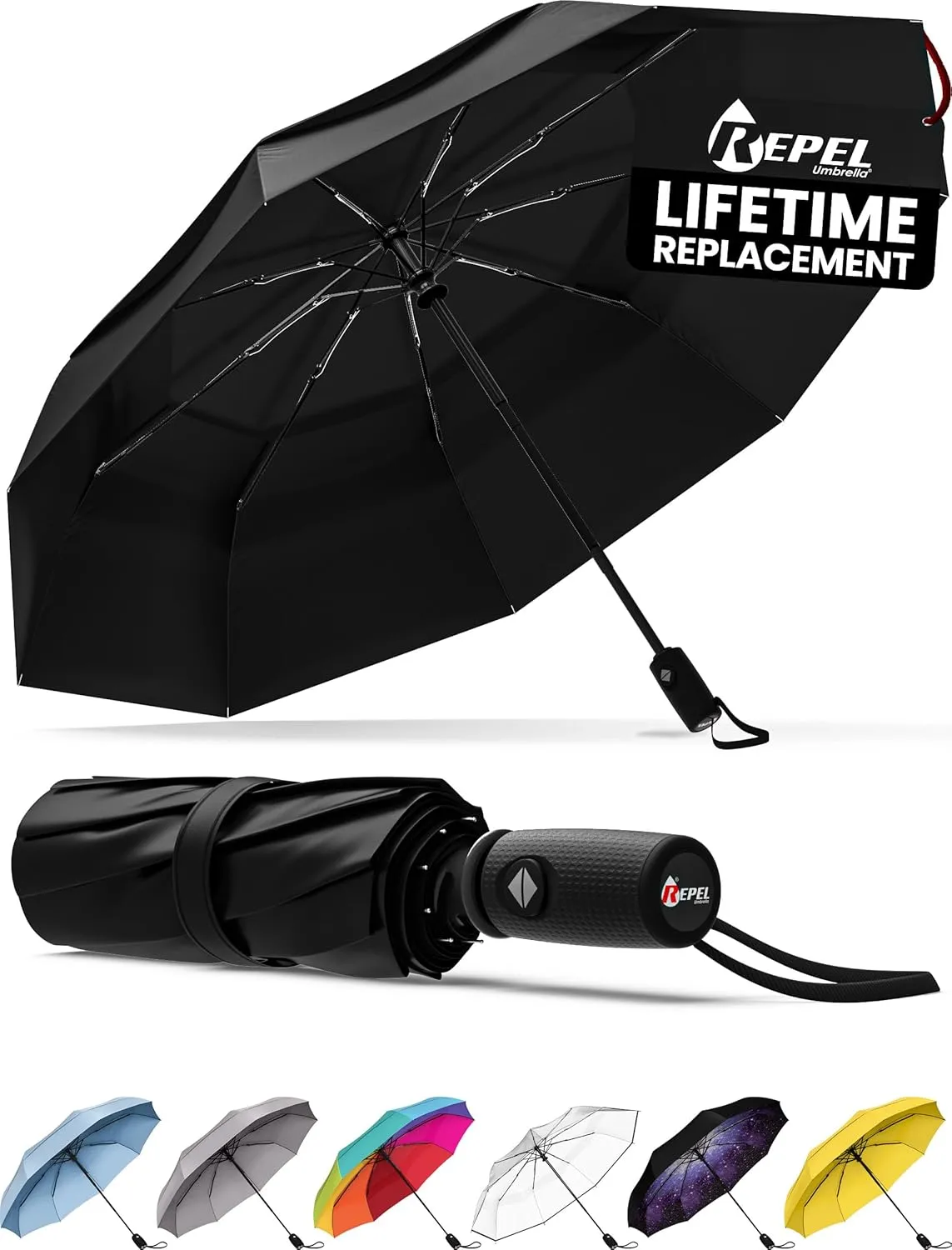 Bild von Repel Windproof Reise Regenschirm mit automatischem Öffnen und Schließen, robustem Fiberglasrahmen und wasserdichtem Dach