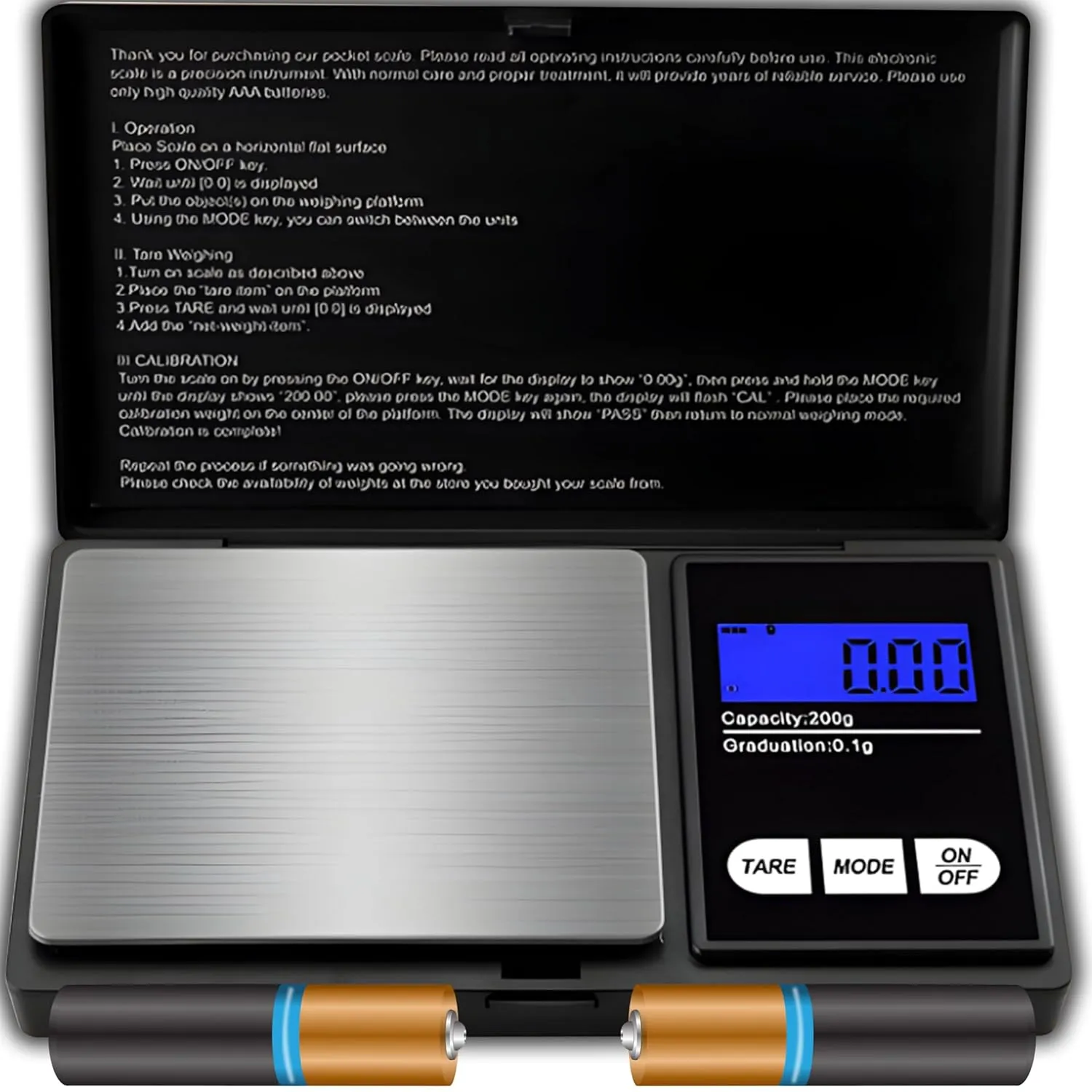 Bild von Retoo digitale Taschenwaage bis 200 g mit 0,01 g Genauigkeit, LCD Anzeige, Tara Funktion und 7 Einheiten in Schwarz