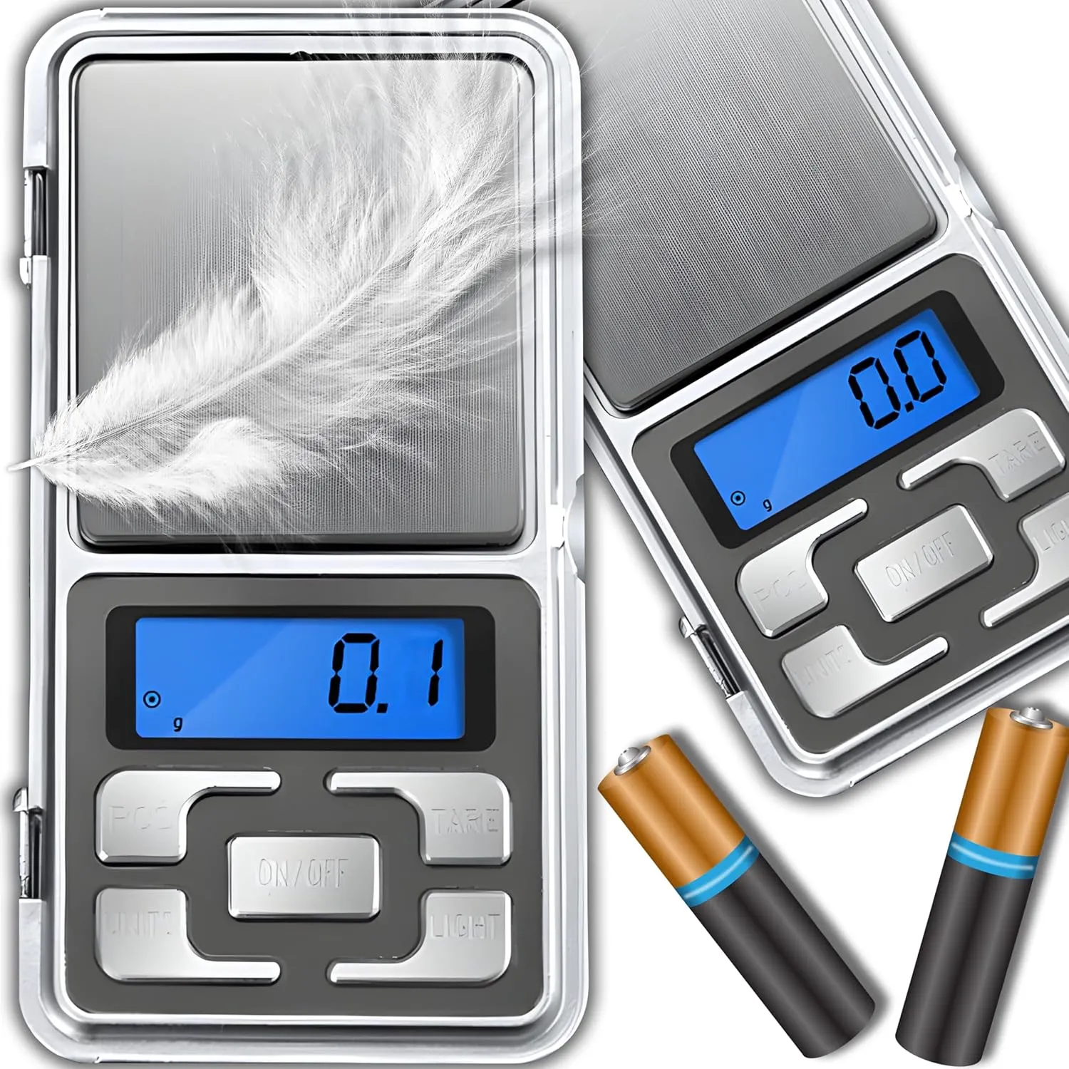 Bild von Retoo digitale Taschenwaage mit 200g Kapazität und 0,01g Genauigkeit in Silber mit LCD Display und Tara Funktion