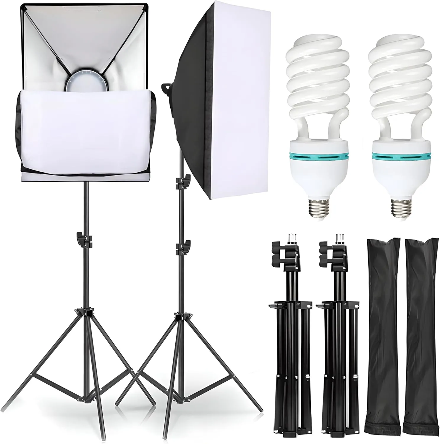 Bild von Retoo Softbox Set für Fotostudio mit 2 Fotolampen und 2 Lampenstativen in Tragetasche