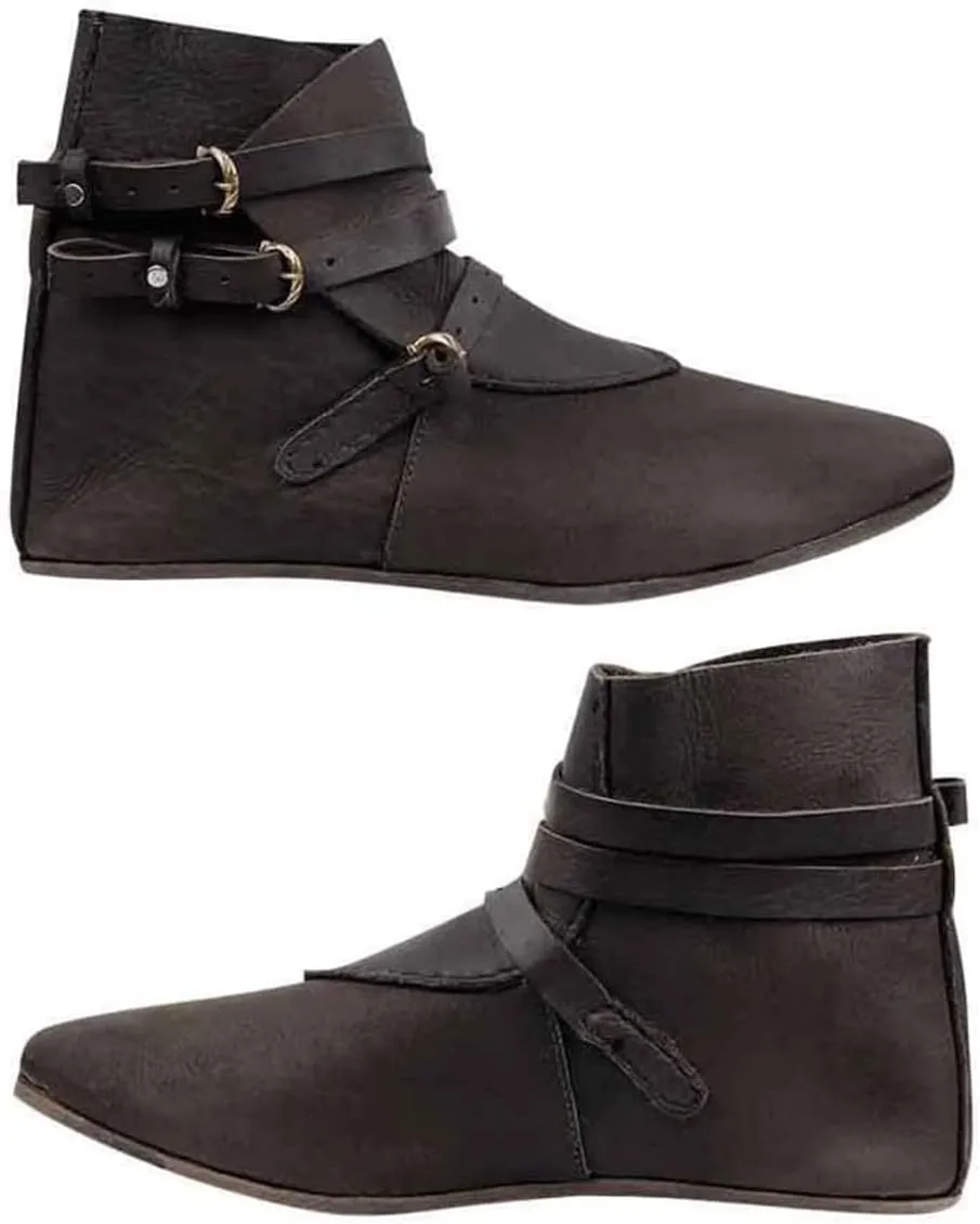 Bild von Retro Stiefeletten für Frauen und Männer im Wikinger Stil aus PU Leder für Cosplay