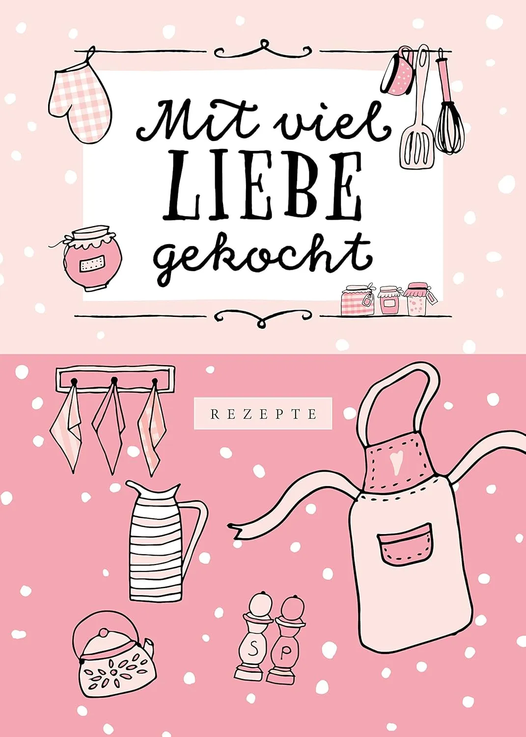 Bild von Rezeptbuch zum Selberschreiben in Rosa mit Platz für 50 Rezepte und 6 Menüs, Hardcover und Inhaltsverzeichnis