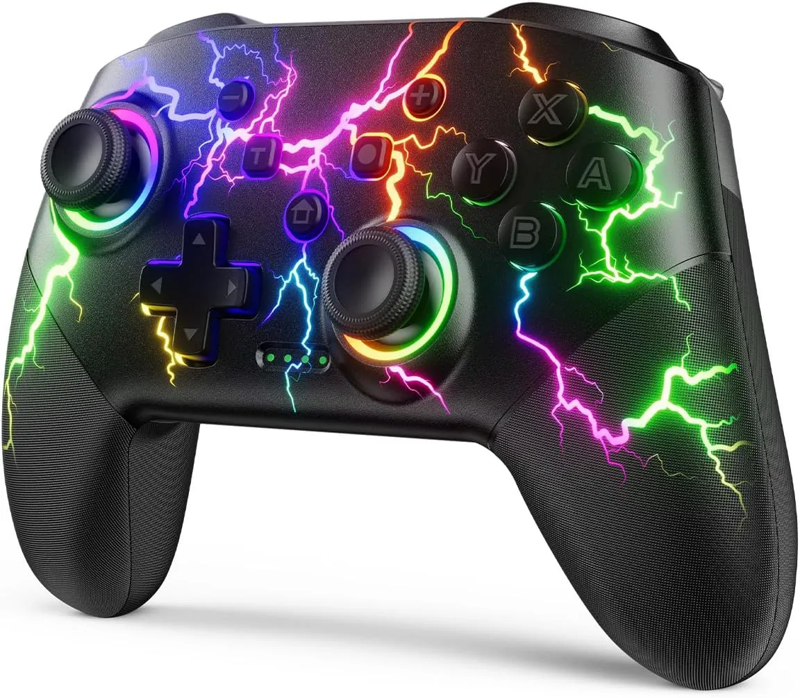 Bild von RGB Switch Pro Controller mit 1000 mAh, drahtlos und kompatibel mit Switch, Switch Lite, Switch OLED, Windows, iOS und Android, inklusive Vibration und Ein-Knopf-Paarung.