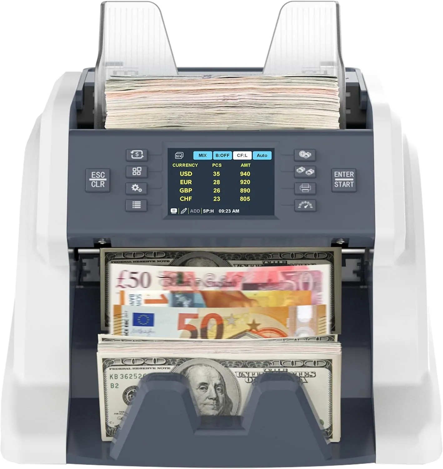 Bild von RIBAO BC-40 Geldzählmaschine mit Fälschungserkennung und Wertzählung für USD, EUR, GBP und CHF, 2 Jahre Garantie