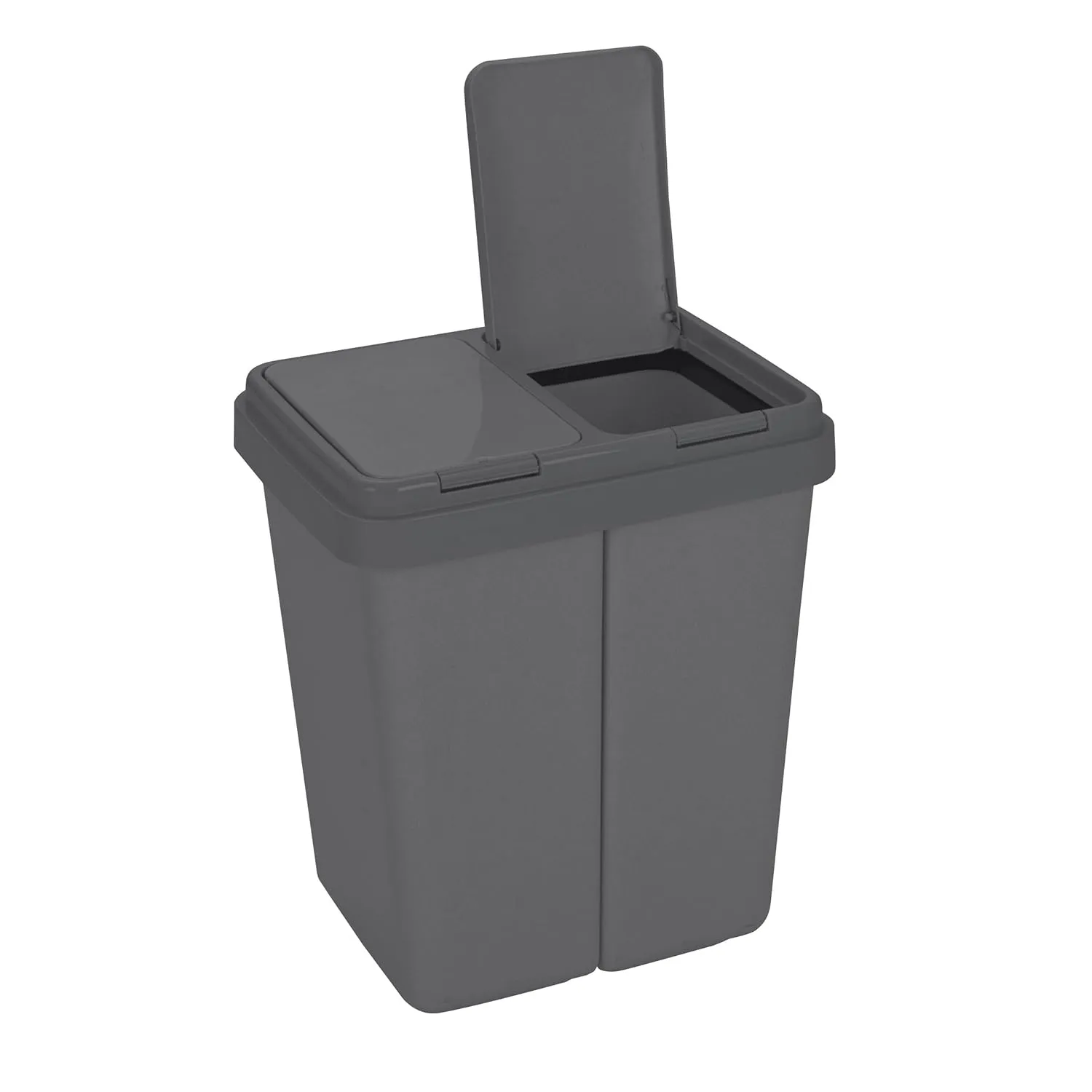 Bild von Ribelli Zweimer Duo Müllbehälter mit Deckel für die Küche, 2 x 25 Liter, geruchsdicht, Anthrazit, 500114
