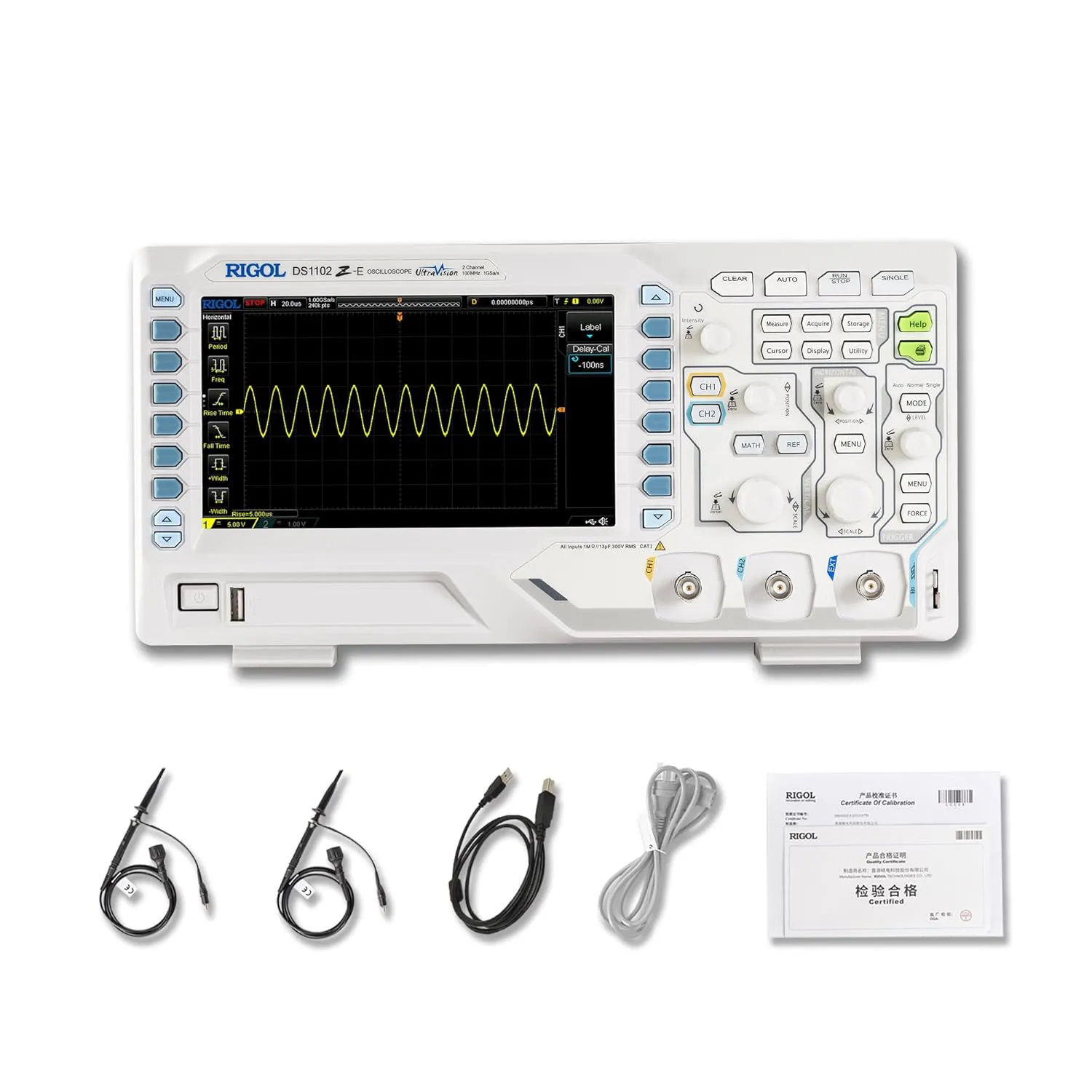 Bild von RIGOL DS1102Z-E Digitaloszilloskop mit 100 MHz, 2 Kanälen, 24 MP und 1 GSa/s, inklusive Auslöse- und Dekodierungsfunktionen sowie 3 Jahren Garantie