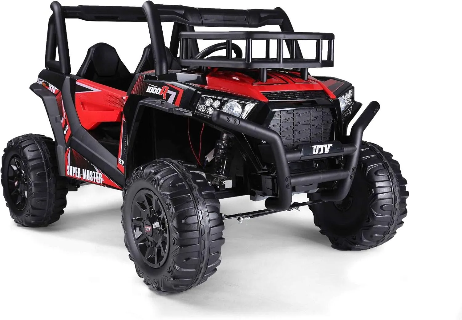 Bild von RIRICAR 24V Elektroauto für Kinder in rot mit 2 Sitzen, 2,4 GHz Fernbedienung, 2 Motoren mit je 200 Watt, Eva-Rädern und gepolstertem Sitz, geeignet für Kinder von 3 bis 8 Jahren