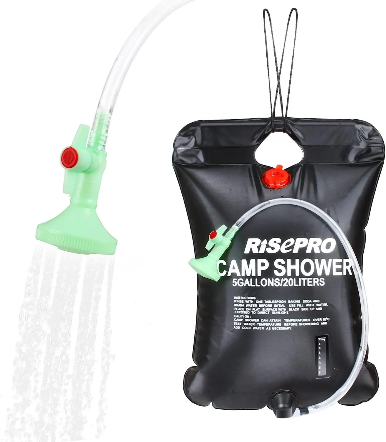 Bild von RISEPRO Solar Dusche Tasche mit 20 Litern und Temperaturregelung bis 45 Grad Celsius für Camping und Outdoor-Aktivitäten