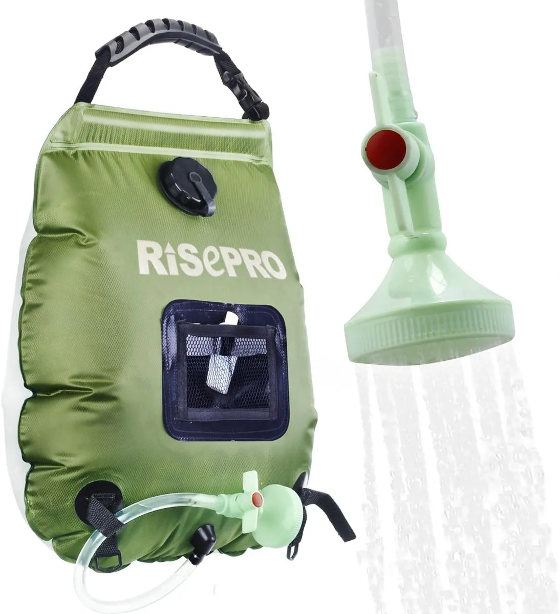 Bild von RISEPRO Solar Duschtasche mit 20 Litern für Camping und Outdoor, inklusive abnehmbarem Schlauch und Duschkopf, erhitzbar bis 45 Grad Celsius
