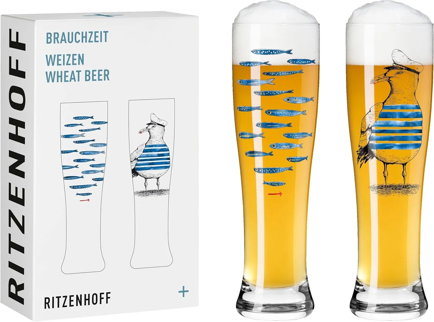 Bild von RITZENHOFF 3481007 Weizenbierglas Set mit 2 Gläsern à 500 ml, Serie Brauchzeit, mehrfarbiger Digitaldruck