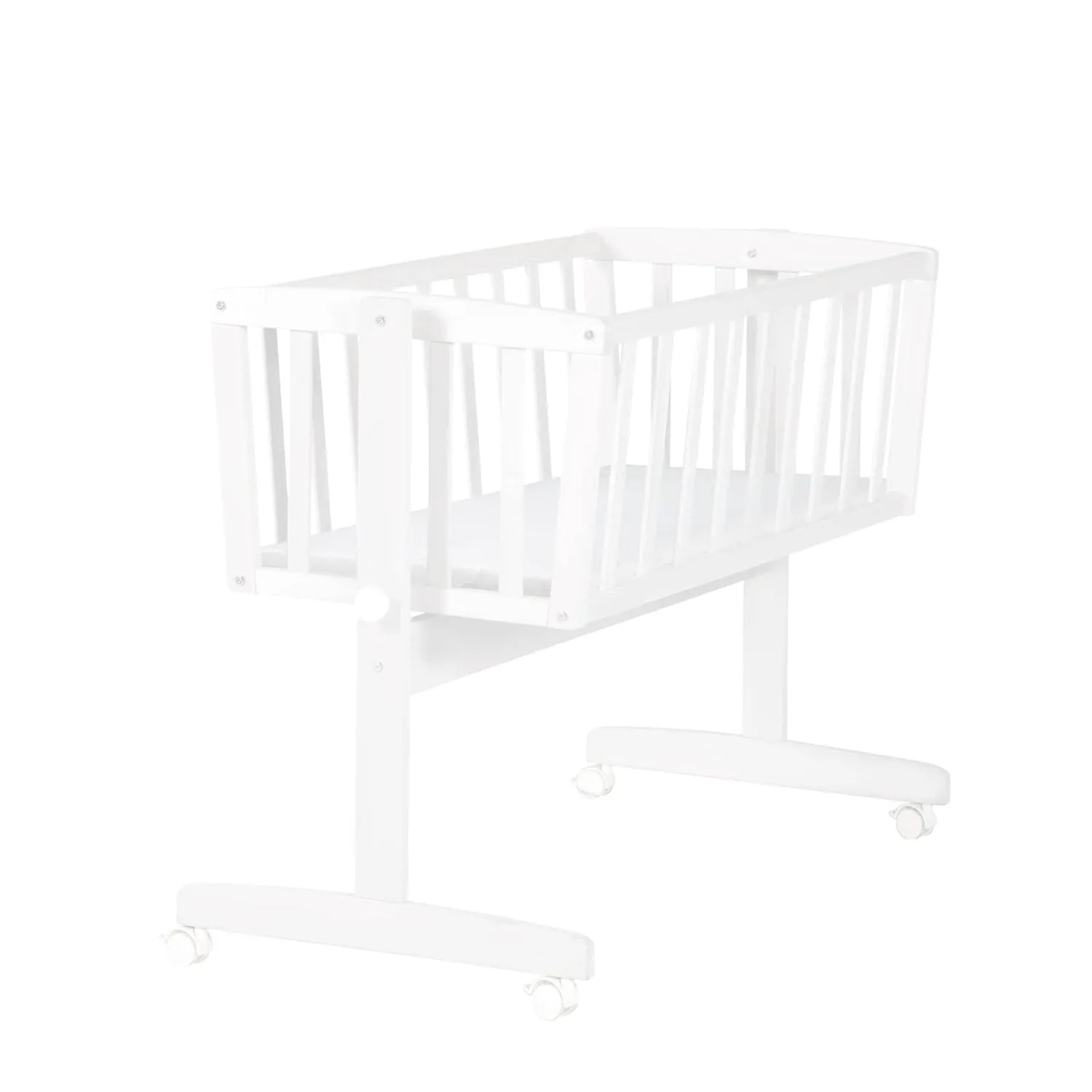 Bild von roba Babywiege mit Matratze 40 x 90 cm in Weiß, inklusive Wiegefunktion und Bremsrollensatz
