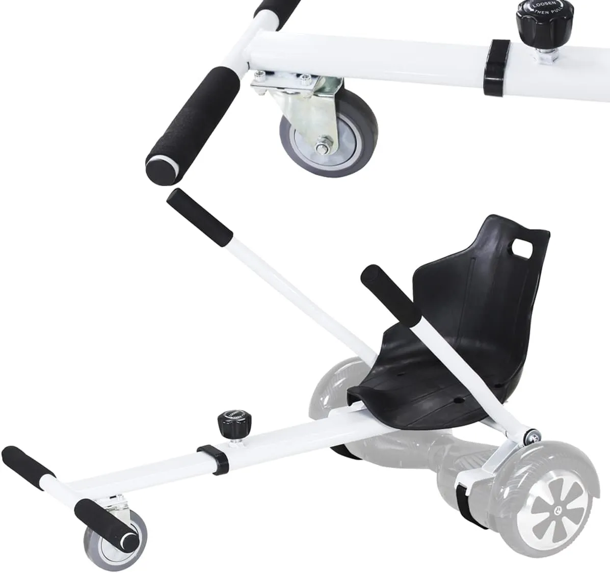 Bild von Robway Hoverkart für Hoverboards der Modelle W1, W2 und W3 mit Gummibereifung in Schwarz