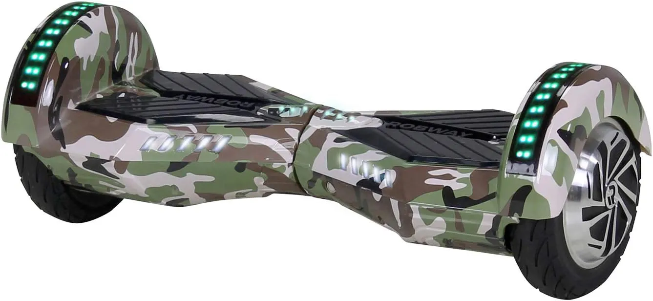 Bild von Robway W2 Hoverboard mit 8 Zoll Reifen, Bluetooth und Markenakku in Schwarz Matt