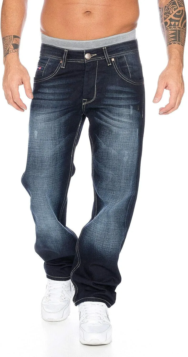 Bild von Rock Creek Herren Jeans RC-2091 in Blau mit geradem Bein