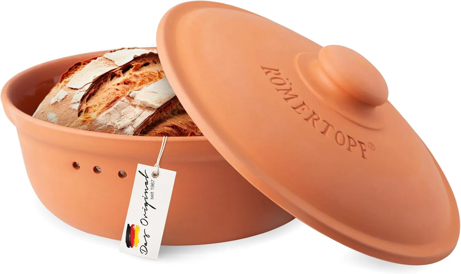 Bild von Römertopf Keramik Brottopf mit einem Durchmesser von 30 cm zur Brotaufbewahrung