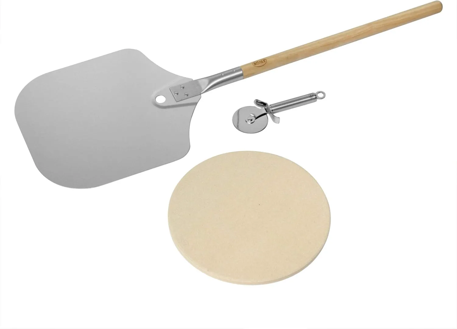 Bild von RÖSLE Pizza-Set mit Pizzastein, Pizzaschieber und Schneider für knusprige Pizza