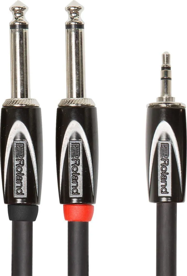 Bild von Roland RCC-5-3528V2 Black-Serie Kabel mit 3,5 mm TRS auf 2x 6,3 mm Klinke, 1,5 m lang