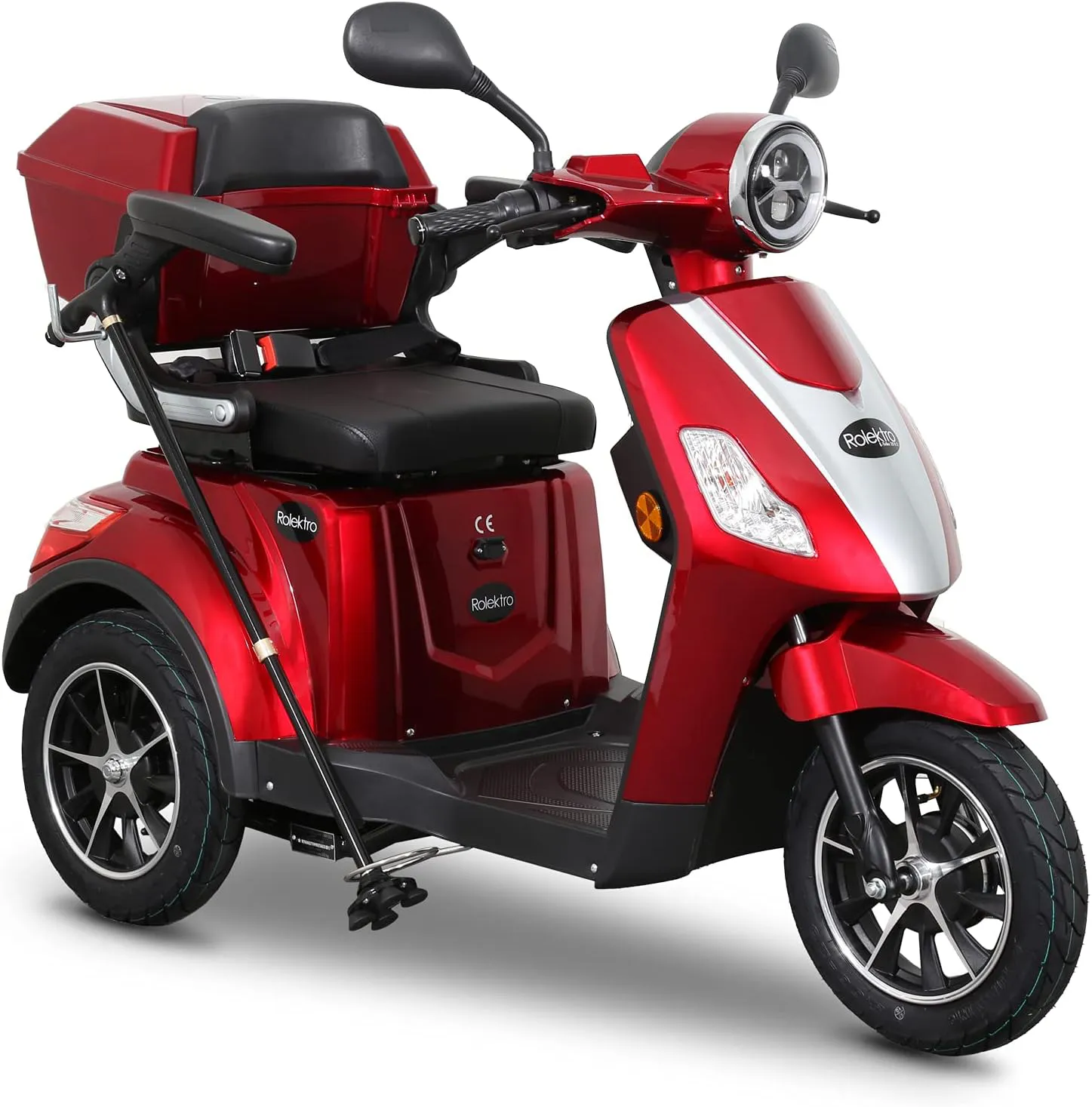 Bild von Rolektro E-Trike V2 in Rot, Elektromobil mit 1000 Watt und einer Reichweite von 50 km, geeignet als Seniorenmobil mit Straßenzulassung