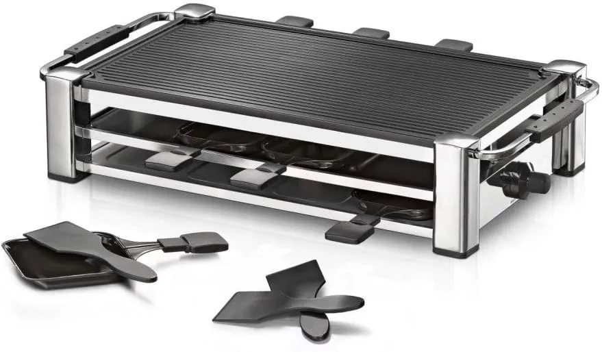Bild von ROMMELSBACHER RCC 1500 Raclette-Grill für 8 Personen mit 2 m Kabel und gerippter Alu-Druckguss-Grillplatte