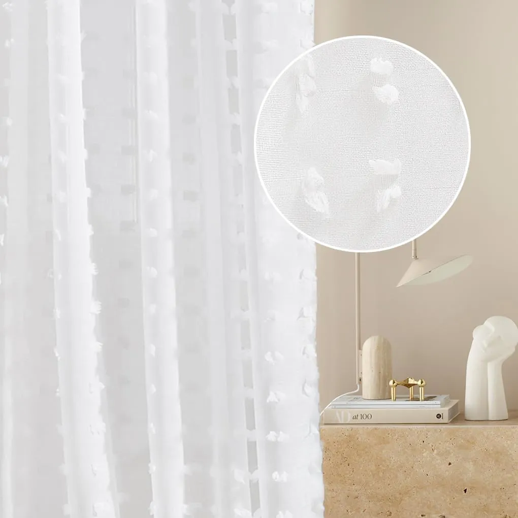 Bild von ROOM99 Casablanca Gardine mit Kräuselband in Weiß, 140 x 230 cm, modern und transparent, 1 Stück