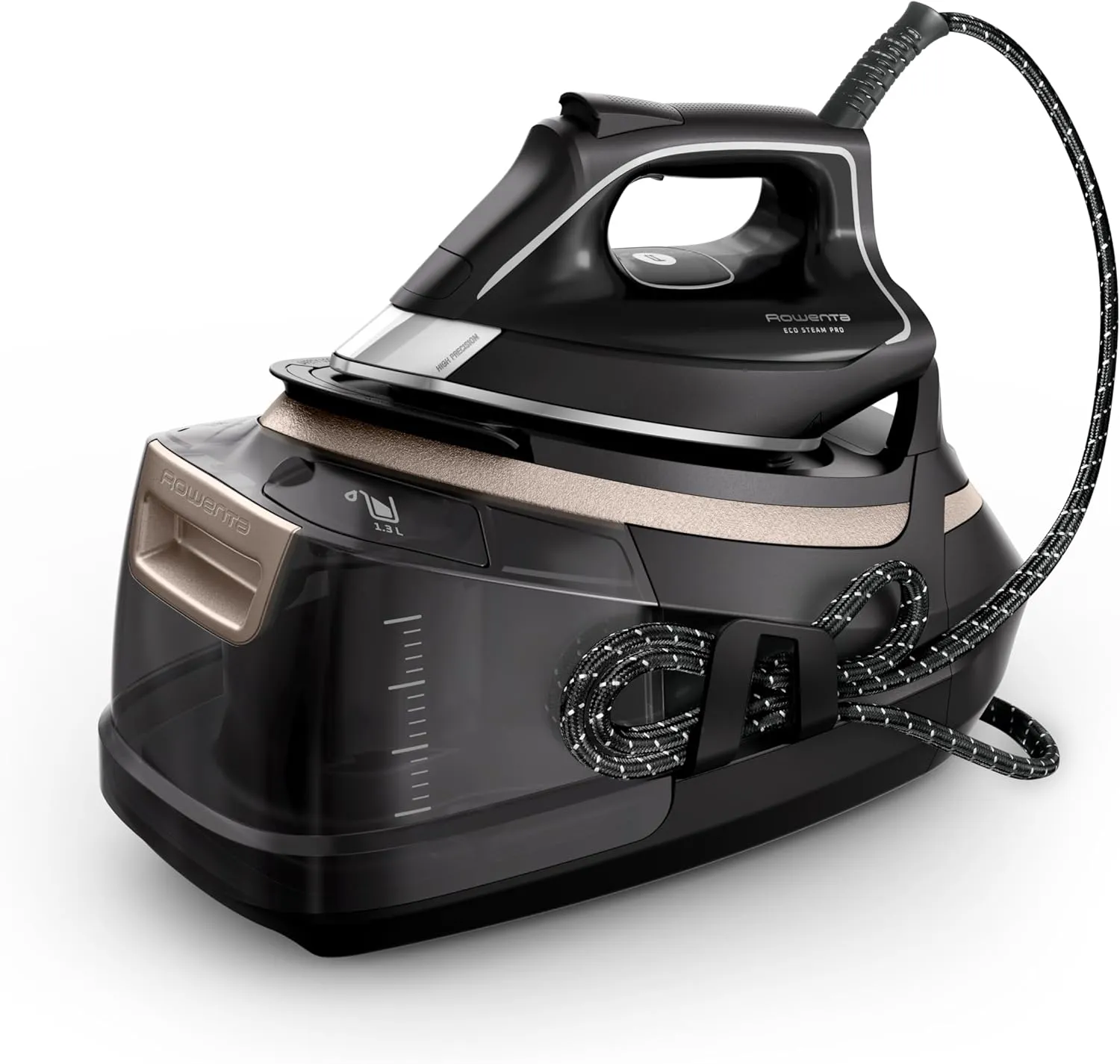 Bild von Rowenta DG9640F0 Eco Steam Pro Dampfbügelstation mit 2800 Watt, 580 g/Min. Dampfstoß und 150 g/Min. kontinuierlicher Dampfabgabe in Schwarz/Beige