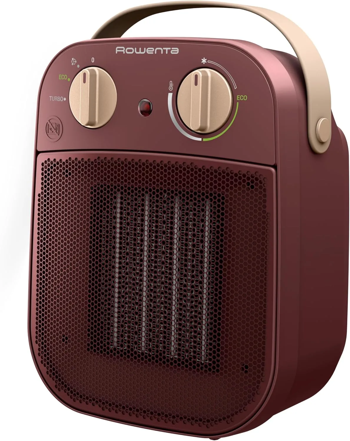 Bild von Rowenta SO8231F0 My Nomad tragbarer Heizlüfter für Räume bis 25 m² mit Eco- und Turbo-Modus, leiser Keramiktechnologie und waschbarem Filter in modernem Dunkelrot