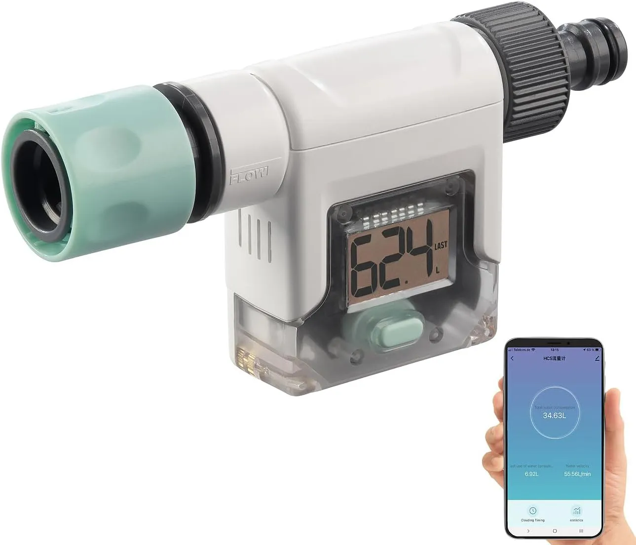 Bild von Royal Gardineer digitaler Wasserzähler mit Display, Bluetooth und App für Gartenschläuche