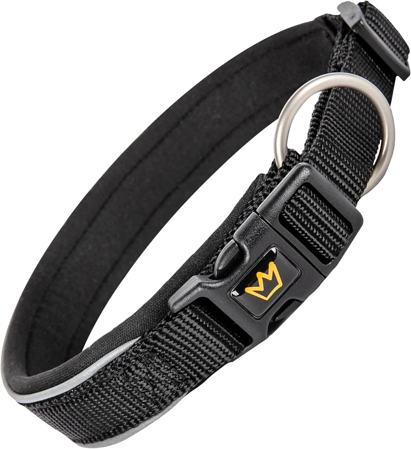 Bild von Rudelkönig Paola Hundehalsband aus Nylon in Schwarz, verstellbar und reflektierend für mittelgroße Hunde