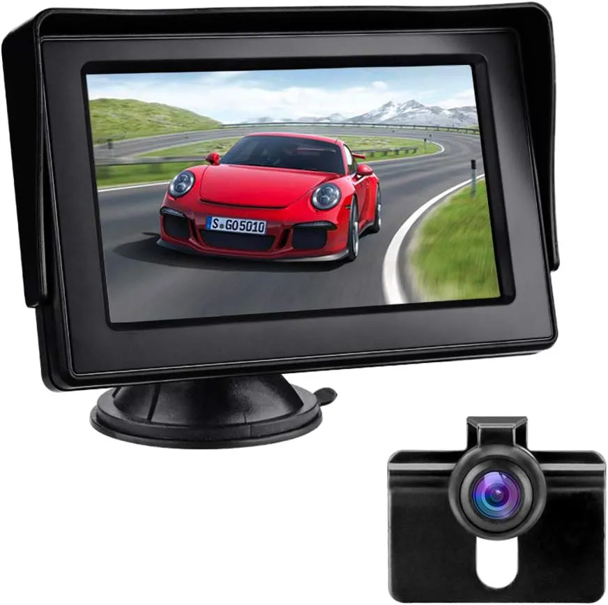 Bild von Rückfahrkamera mit 4,3 Zoll LCD Monitor und Nachtsichtfunktion, wasserdicht nach IP68, für Einparkhilfe