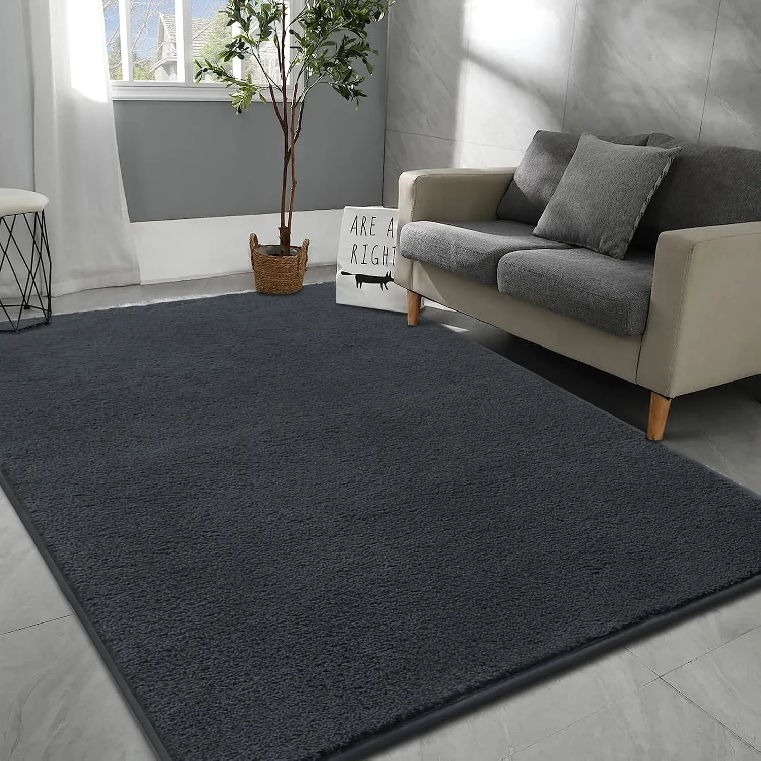 Bild von Rururug Teppich in Anthrazit mit 120x170 cm aus weicher, waschbarer Mikrofaser im modernen Design