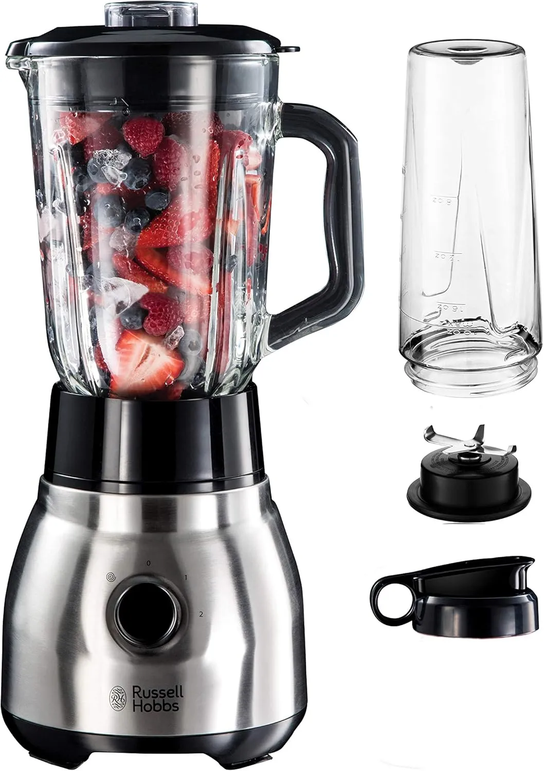 Bild von Russell Hobbs 23821-56 Standmixer 2-in-1 mit 1,5 Liter Glasbehälter und 0,6 Liter Mini Smoothie Maker, spülmaschinenfest und BPA-frei