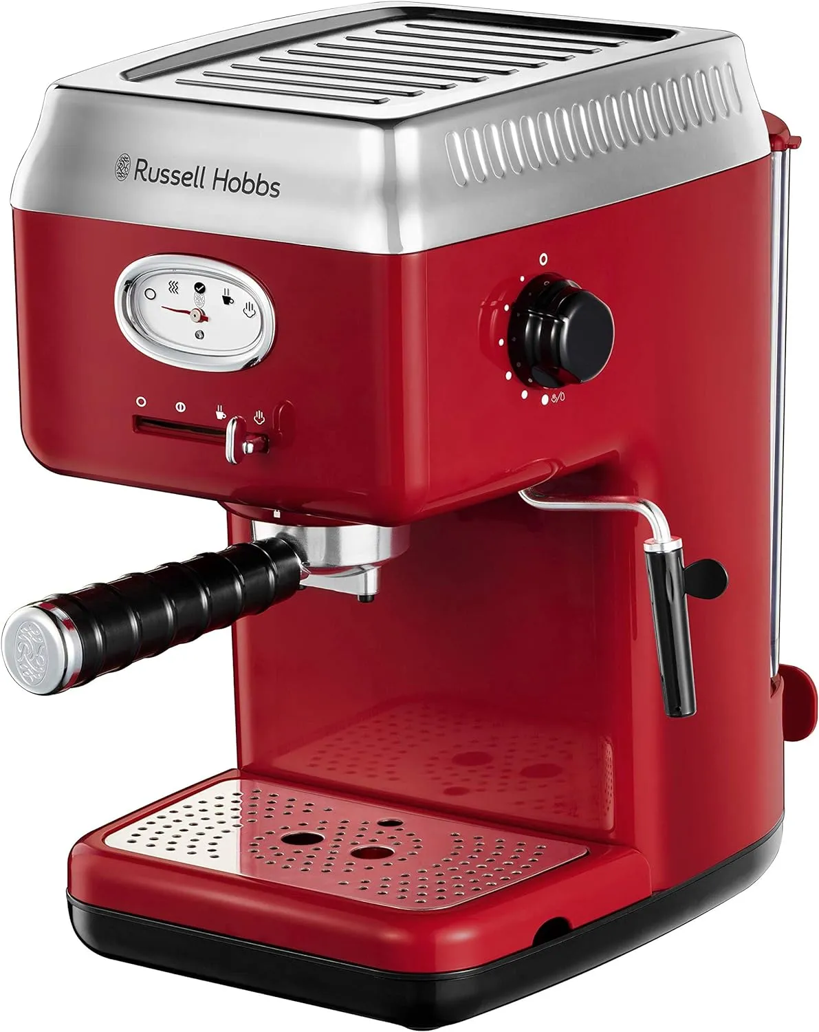 Bild von Russell Hobbs 28250-56 Espressomaschine in Retro Rot mit 15 Bar Druck und 1,1 l Wassertank
