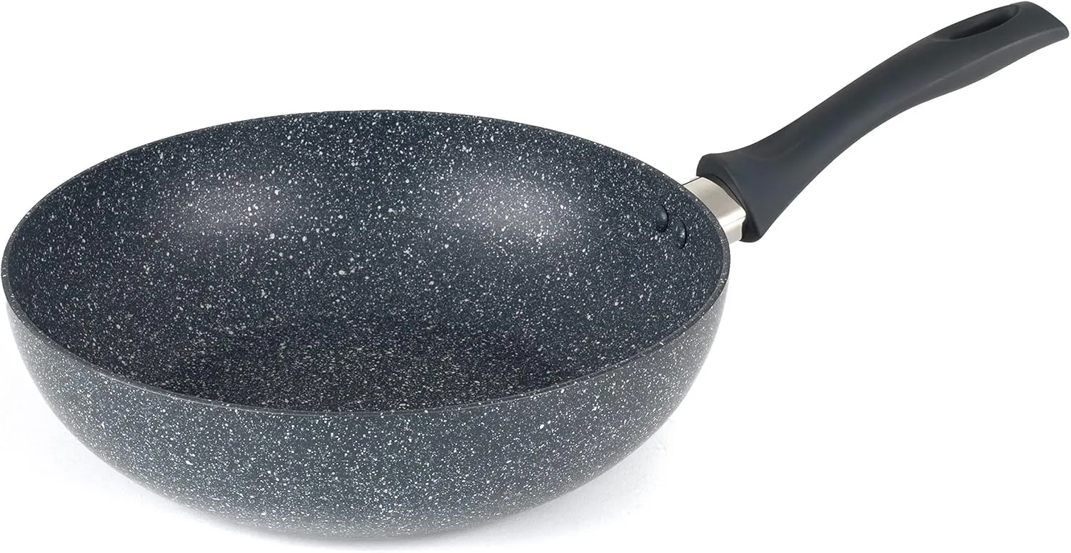 Bild von Russell Hobbs Frittierpfanne RH00851EU mit 28 cm Durchmesser, antihaftbeschichtet und für alle Kochfelder geeignet, in Blau Marmor mit Soft-Touch-Griffen