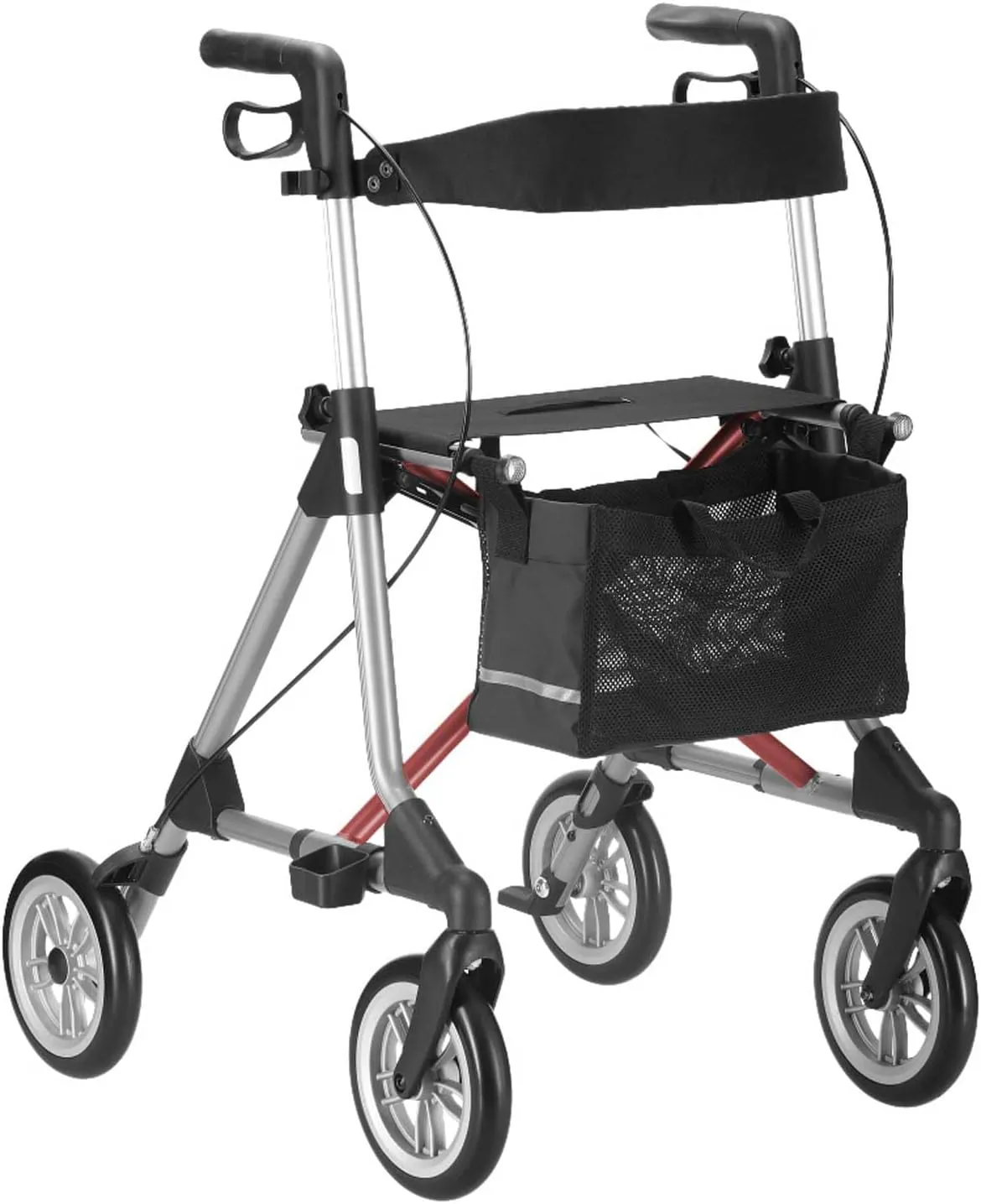 Bild von Russka Elan Plus Rollator mit komfortablen Rädern in Anthrazit und Dunkelrot