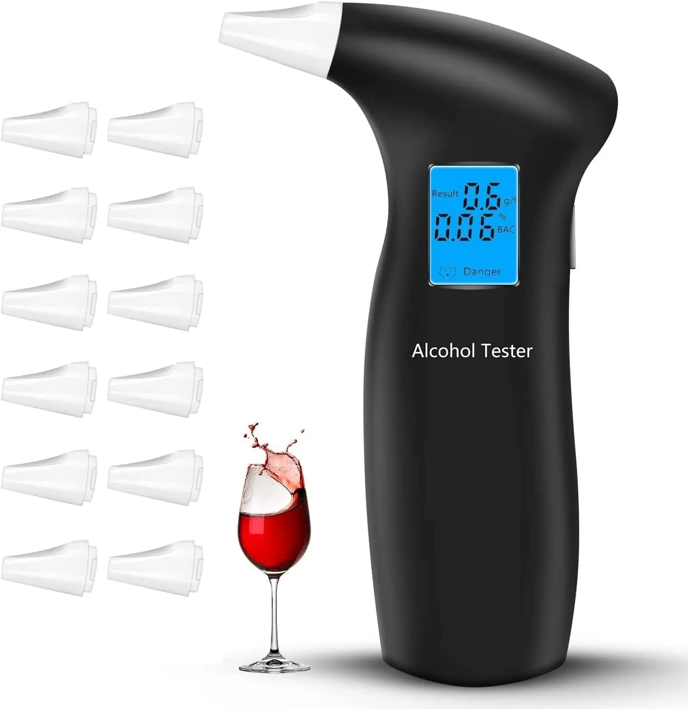 Bild von RUTIDA Alkoholtester mit 12 Mundstücken und Blu-Ray LCD Bildschirm