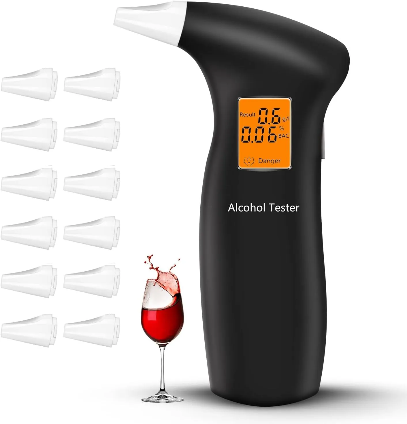 Bild von RUTIDA Alkoholtester mit digitaler LCD-Anzeige und 12 Mundstücken
