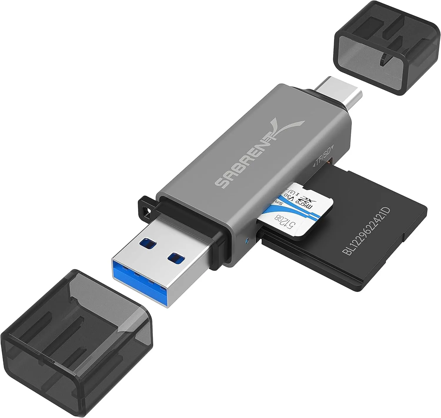 Bild von SABRENT CR-BCA2 USB Typ C Kartenleser für SD und Micro SD mit 5 Gbps High Speed Unterstützung