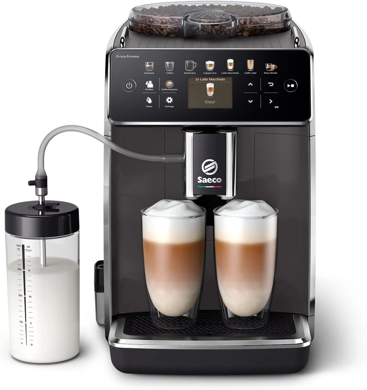 Bild von Saeco GranAroma Kaffeevollautomat SM6580/10 mit 14 Kaffeespezialitäten, intuitivem Farbdisplay und Keramikmahlwerk