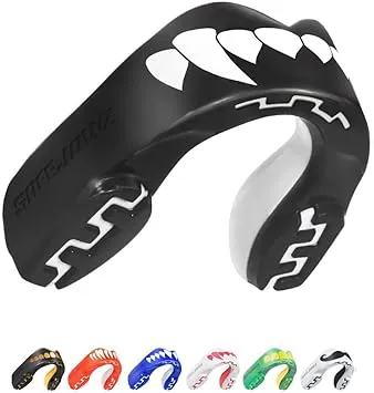 Bild von SAFEJAWZ Sport Zahnschutz für Erwachsene und Kinder, geeignet für Vollkontakt-Sportarten wie Rugby, MMA und Kickboxen, Modell Black Fangz