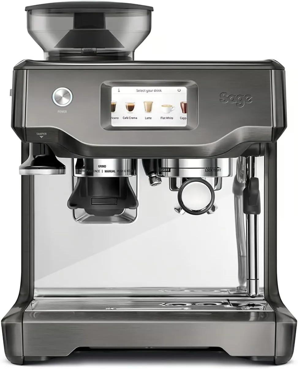 Bild von Sage Barista Touch Kaffeevollautomat in schwarzem Edelstahl mit automatischem Milchaufschäumer