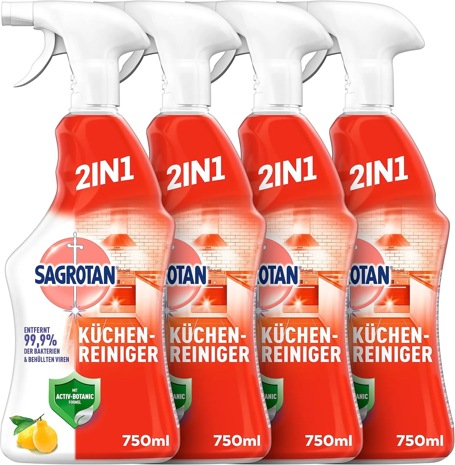 Bild von Sagrotan Küchenreiniger Spritzige Zitrone im 4er Set mit 750 ml Flaschen