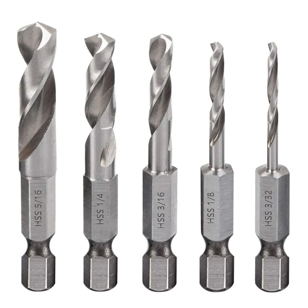 Bild von Saipor 5-teiliges Set von kurzen HSS M2 Metallbohrern mit 1/4 Zoll Sechskantschaft für enge Räume